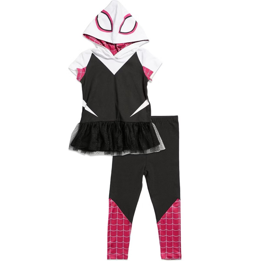 Marvel Spider Gwen Costume - T-Shirt and Leggings with Hood and Tutu